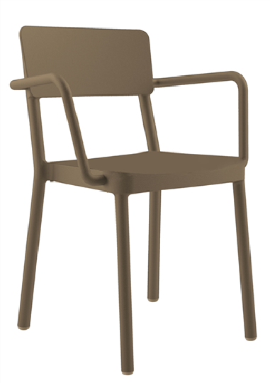 FAUTEUIL  EMPILABLE LISBOA TAUPE / CHOCOLAT Made in EU