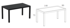 TABLE ARES (ARCTIC) 140 X80 X H75 CM  GRIS FONCEE - Made in EU  **ESP***