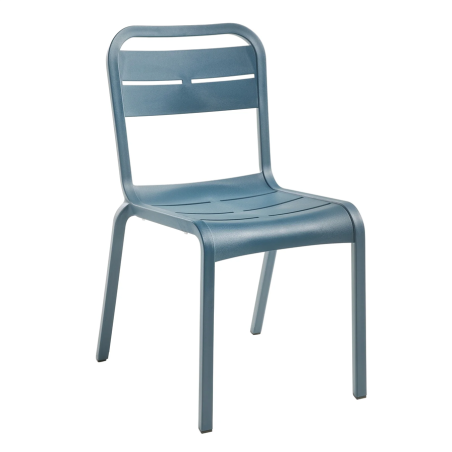 CHAISE EMPILABLE CANNES BLEU MINERAL - GROSFILLEX FRANCE