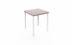 TABLE MARSELLA 70X70CM  PLATEAU TAUPE ARENA ET PIED BLANCS Made in EU