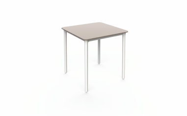 TABLE MARSELLA 70X70CM  PLATEAU TAUPE ARENA ET PIED BLANCS Made in EU