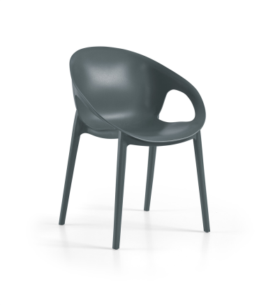 FAUTEUIL COSY GRIS ANTHRACITE  - POLYPRO - FIBRE VERRE EMPILABLE Made in EU