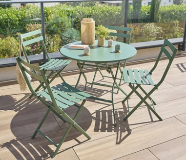 TABLE RONDE DIA 85CM ACIER PLIANTE OLIVE