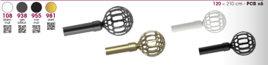 KIT EXT TRINGLE 120-210 CM D19 EMBOUT FACETTE - NOIR MAT