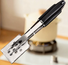 ENSEMBLE BARBECUE 3 PIECES INOX - MANCHE NOIR - QS IRIS