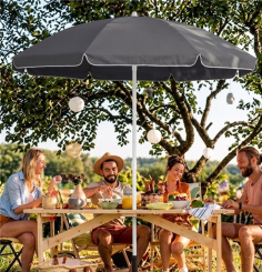 PARASOL Ø 2M POLYESTER  210gr/m2  GRIS - MAT Ø22-25