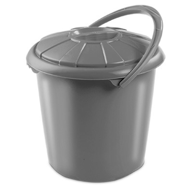 POUBELLE DE CUISINE SIMPLE GRISE   14 L  - SEAU + COUVERCLE Made in EU