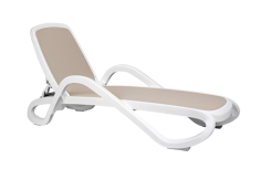 Bain de Soleil Alpha – Structure Blanche – Toile Tortora – Accoudoirs – Nardi – Made in EU