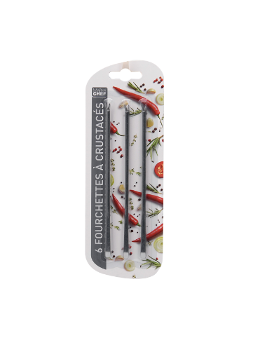 PIQUE/FOURCHETTE INOX A CRUSTACES LOT DE 6