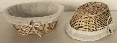CORBEILLE A PAIN OVALE EN OSIER TISSU