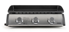 PLANCHA GAZ  PREMIUM - FONTE EMAILLE - 3 BRULEURS - PLAQUE 61 X38 CM ***INOX***