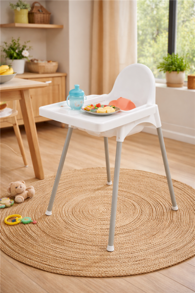 CHAISE HAUTE BEBE " NALA" + PLATEAU  ***BLANC***