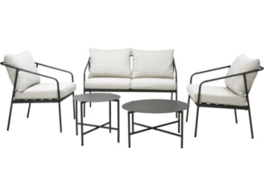 SALON DE JARDIN ALU ANTRACITE  2 FAUTEUILS 1 CANAPE 2 TABLE BASSE