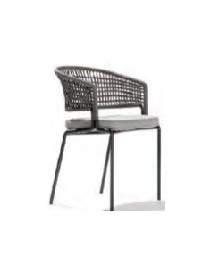 FAUTEUIL 15 CORDAGE BRUN - COUSSIN GRIS CHINE
