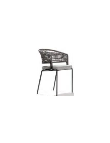 FAUTEUIL 15 CORDAGE BRUN - COUSSIN GRIS CHINE