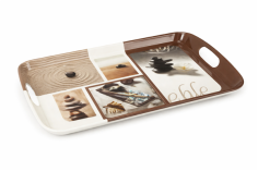 PLATEAU DE SERVICE  MELAMINE 46 X 30CM MOTIF  " BEIGE SABLE  "