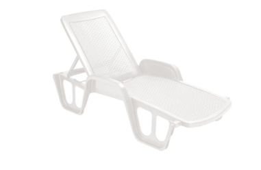 BAIN DE SOLEIL LETTI POOL BLANC - EFFET ROTIN DOSSIER REGLABLE Made in EU