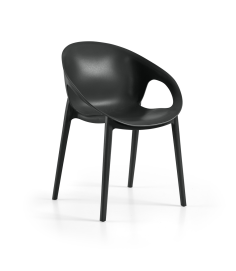 FAUTEUIL COSY NOIR - POLYPRO - FIBRE VERRE EMPILABLE Made in EU