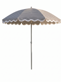 PARASOL Ø 2.4M POLYESTER  250gr/m2  COULEUR RAYE BLANC/BLEU - MAT Ø32-34