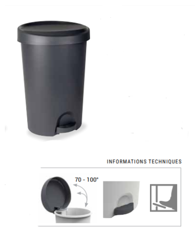 POUBELLE A PEDALE STEPY 45 L 40,9 X 35,1 X 60,4 CM EDA FRANCE