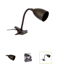 LAMPE DE CHEVET PINCE METAL NOIR H 43 CM