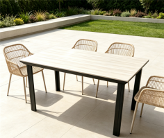 TABLE MADISON CERAMIK EFFET TRAVERTIN - 160x80CM