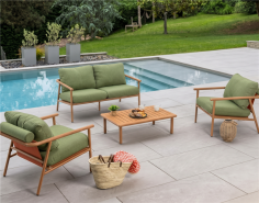 SALON DE JARDIN HAVANA 4 PCS ALUMINIUM BOIS VERT / TERRACOTA