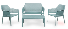 SALON NET NARDI BLEU SALICE -1 TABLE 1 CANAPE 2 FAUTEUILS RELAX Made in EU