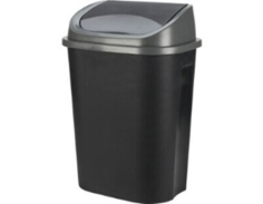 POUBELLE DE CUISINE 25 L NOIR AVEC ABATTANT GRIS