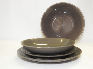 ASSIETTE PLATE NALA  GRES  GRIS TAUPE 24 CM