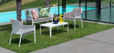 CANAPE BENCH NET BLANC BIANCO - SALON DE JARDIN...
